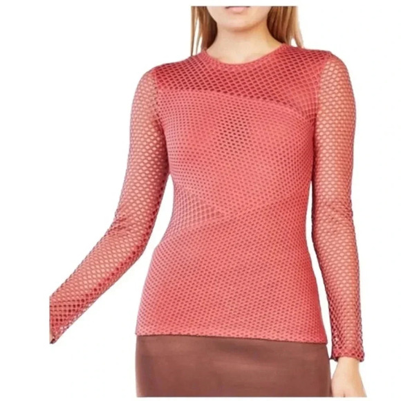 BCBGMaxAzria | Mindy Eyelet Mesh Long Sleeve Top Size M - Picture 1 of 12